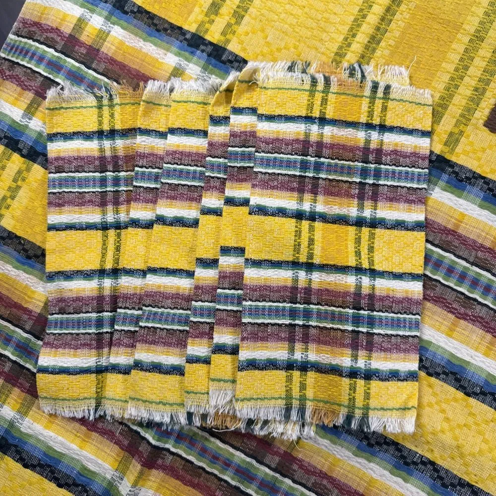 Vtg Mexican Fabric Tablecloth Hang & 48x48